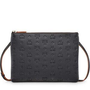 MCM Aren Crossbody Pouch in Monogram Leather in Black
